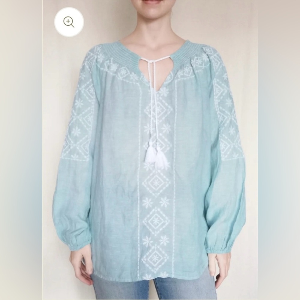 NWT Joie Embroidered Linen Peasant Blouse Size XS💕